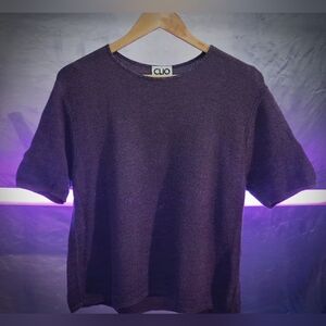 Clio Womens's Sweater Medium Purple Short Sleeve Crew Neck Cotton Rayon Blend